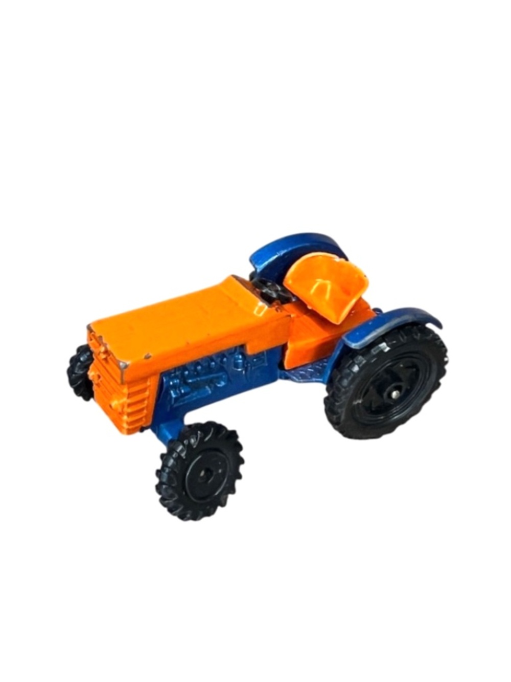 Vintage 70s Playart Die-Cast Orange & Blue Tractor Hong Kong Collectable Toy